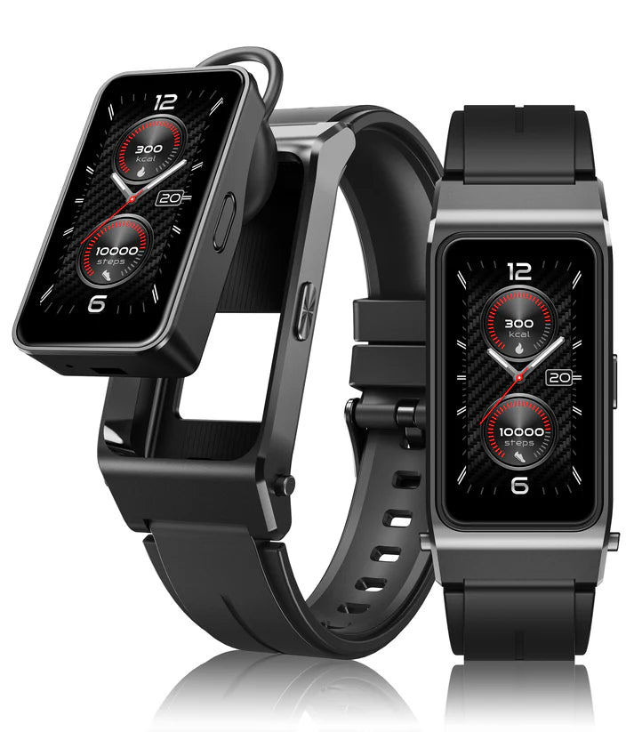 Black smartwatch BT11 with a reflective surface on a white background