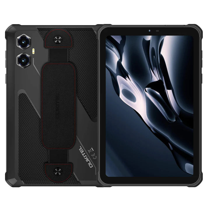 Black tablet RT9 case with stand feature on a white background