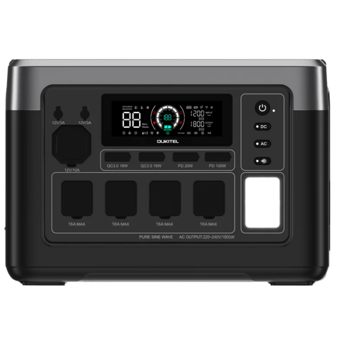 Oukitel power station P1000 & P1500with digital display on a white background