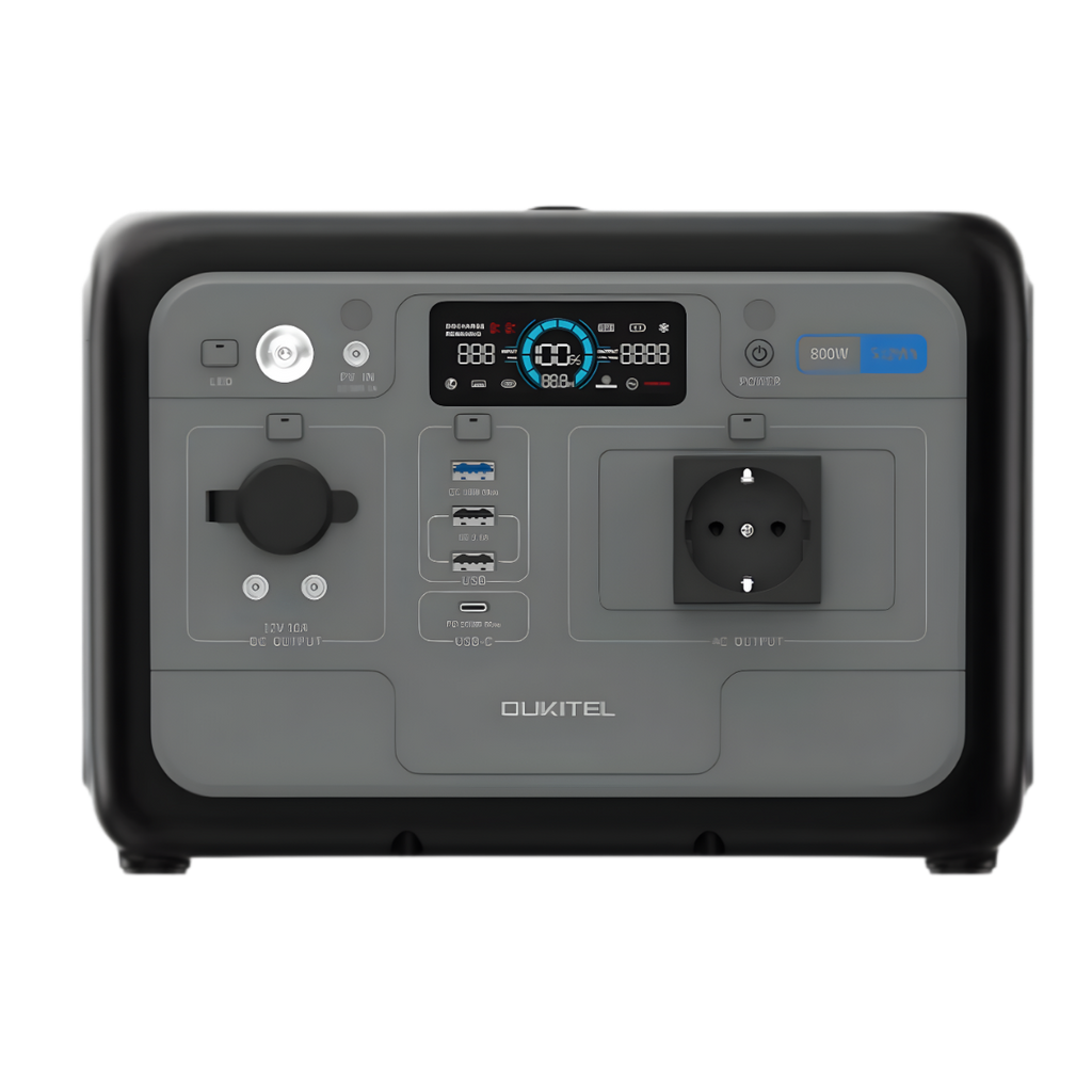 Power station P800 with control panel and power outlet on a white background