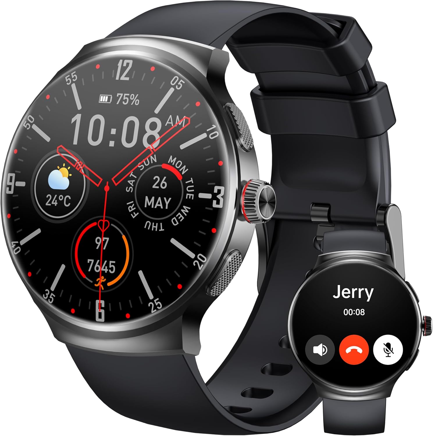 Smartwatch BT11 with black band on a white background