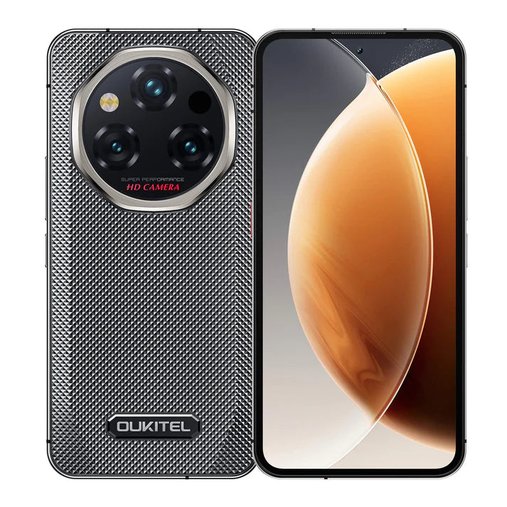 OUKITEL phone WP210 case with textured back and clear front on a white background